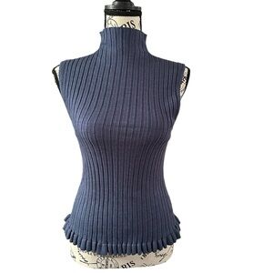 Hem & Thread Navy Ribbed Sleeveless Top